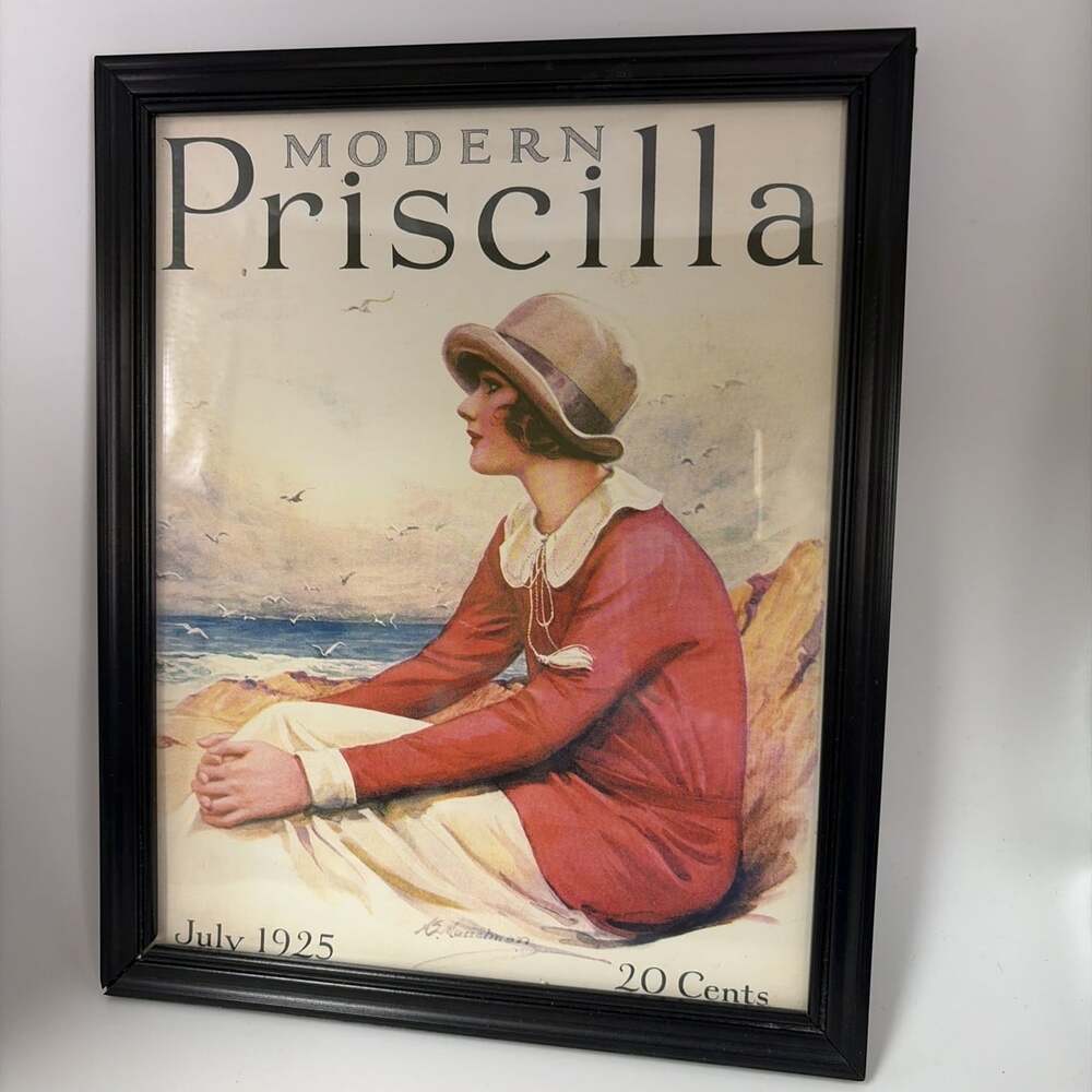 Vintage Reproduction Of Modern Priscilla July 1925 Magazine Black Frame 11”x9”